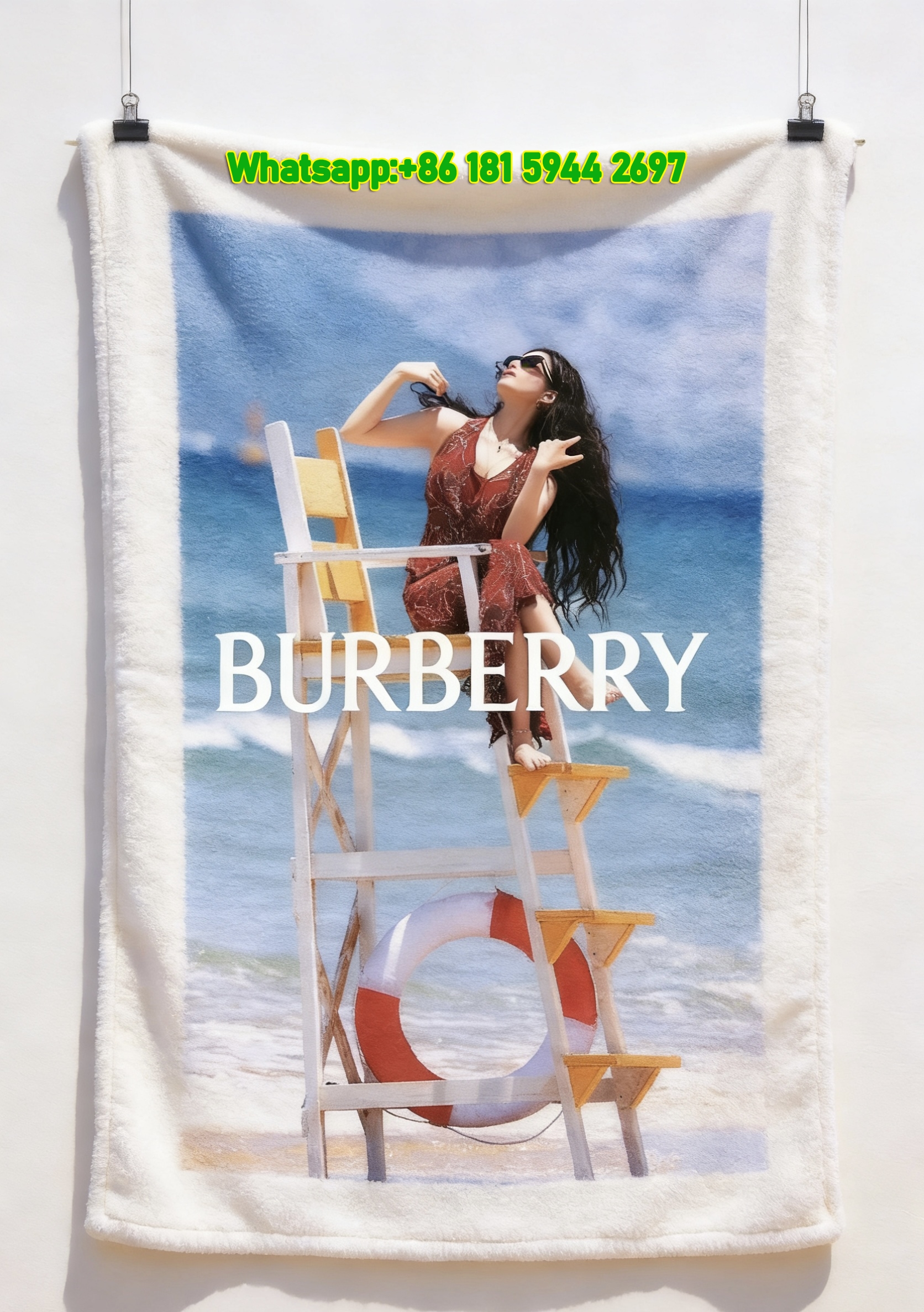 Burberry Beach Print Flannel Fleece Sofa Throw Blanket B280